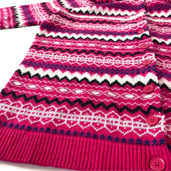 Talbots Pink Fair Isle Nordic Style Lambswool Blend Cardigan Sweater Size Medium - Picture 7 of 14